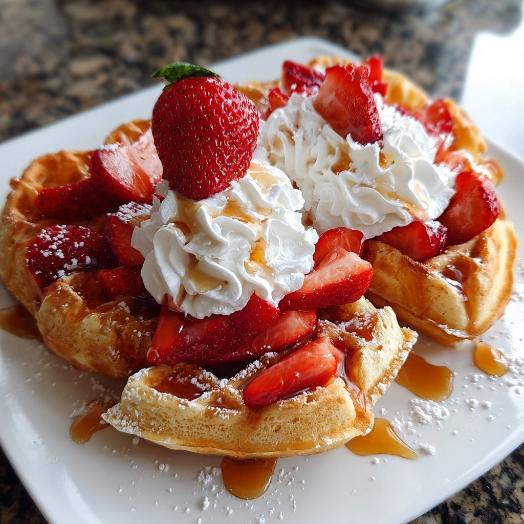 Valentines Breakfast Strawberry Waffles