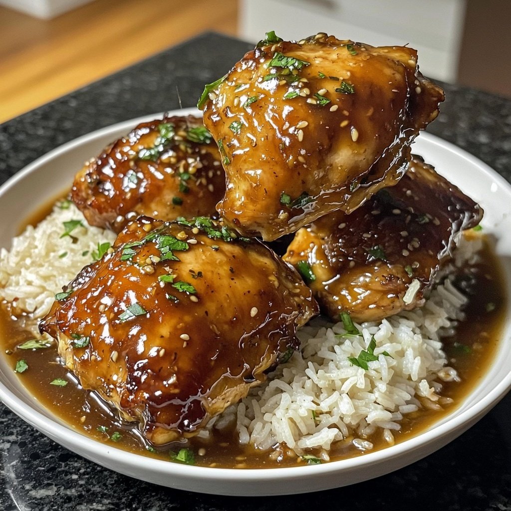 Caramelised Soy Chicken in Garlic Ginger Broth with Rice