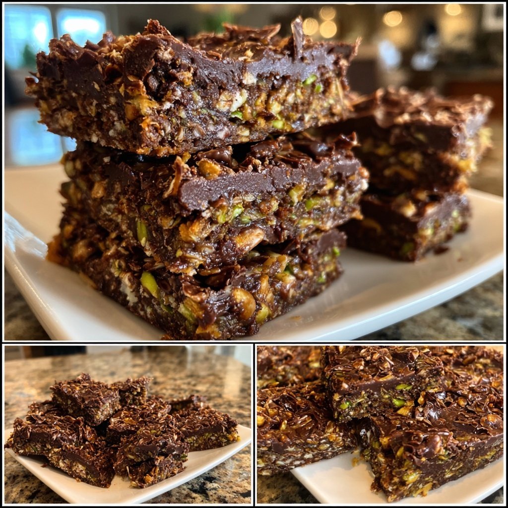 Chocolate Pistachio Coconut Squares