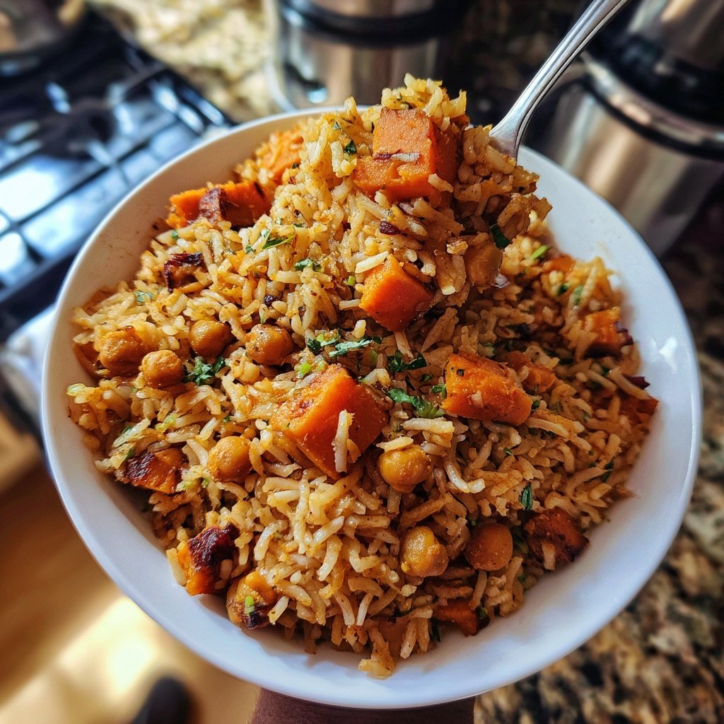 Spiced Sweet Potato Chickpea Rice