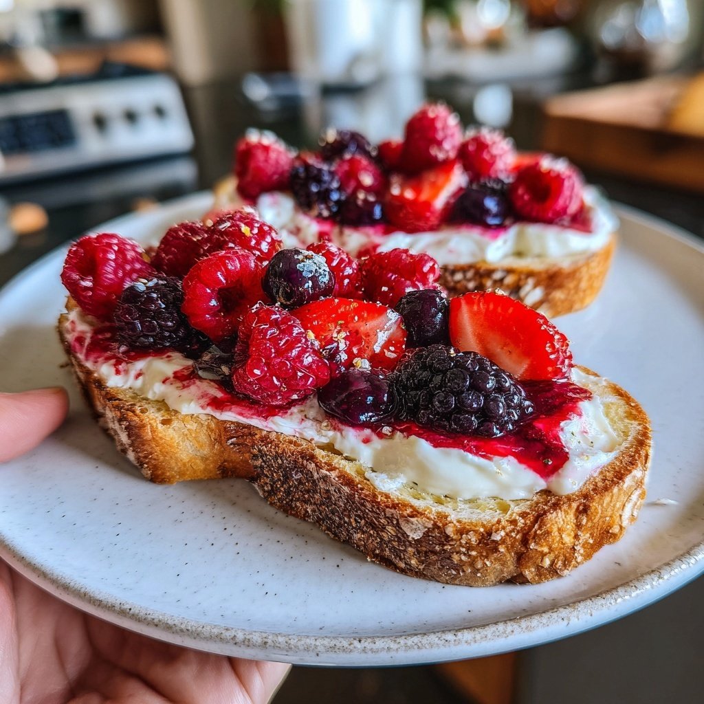 Valentines Breakfast Berry Yogurt Toast