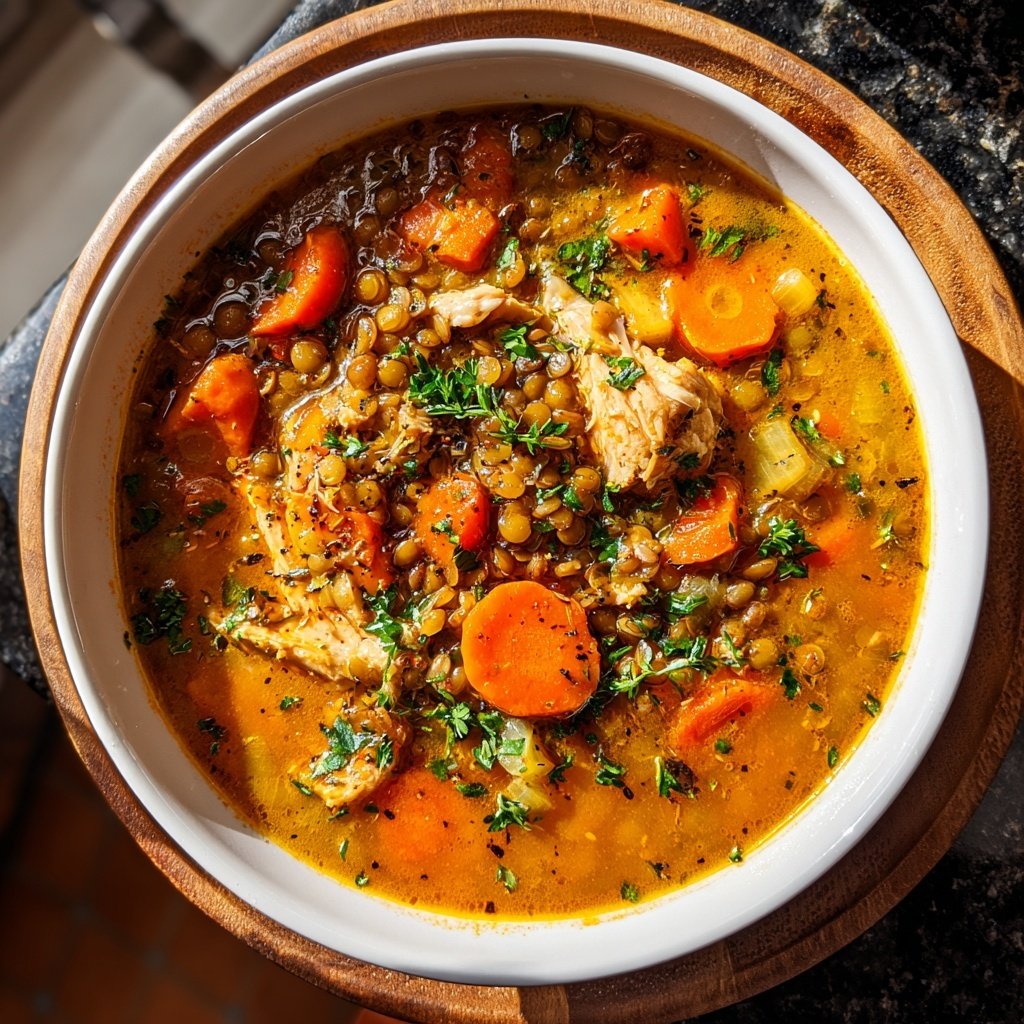 Mediterranean Lentil Chicken Soup