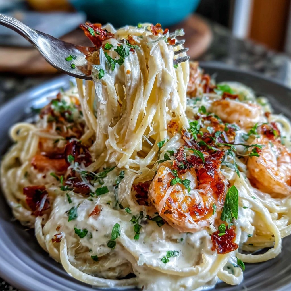 Shrimp Cream Sauce Pasta