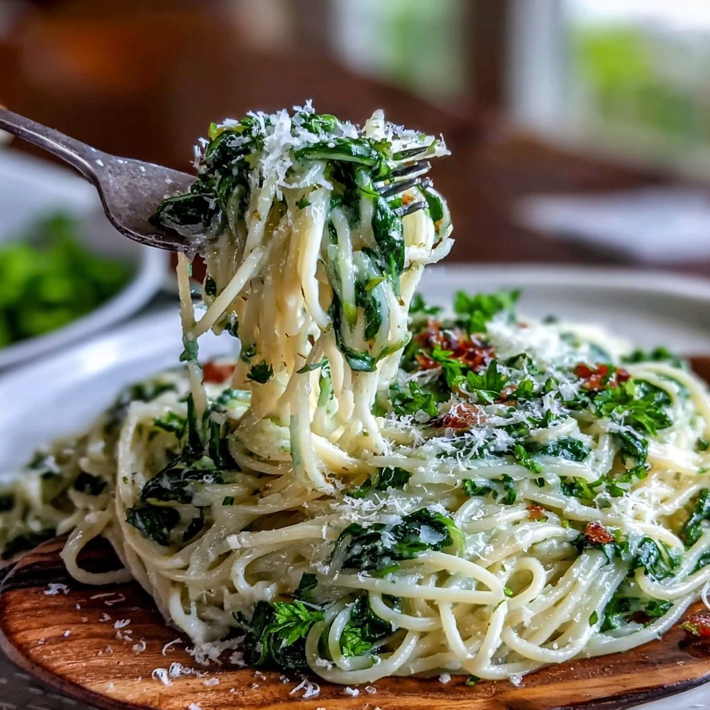 Angel Hair Pasta With Creamy Spinach