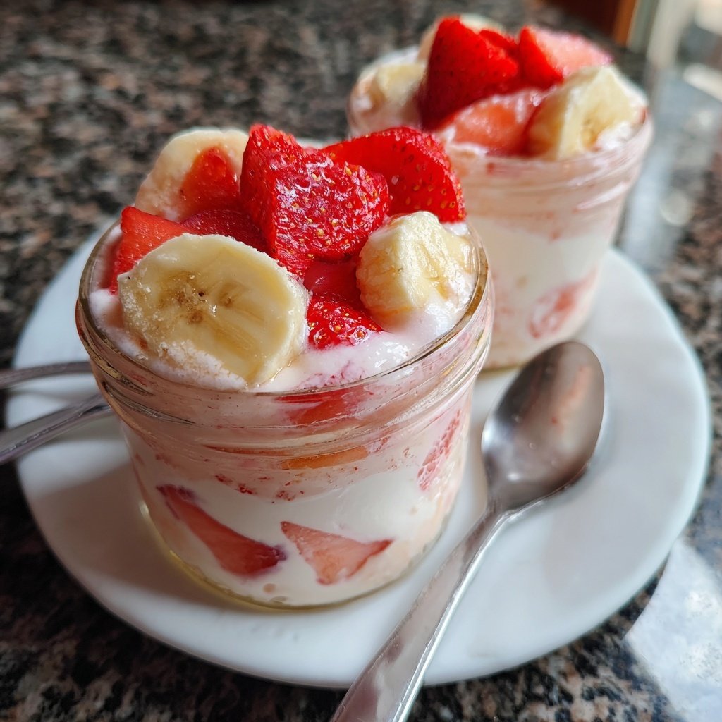 Strawberry Banana Yogurt Pots
