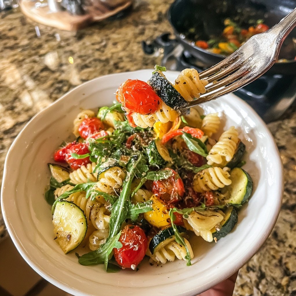 Healthy Lunch Roasted Vegetable Pasta Salad