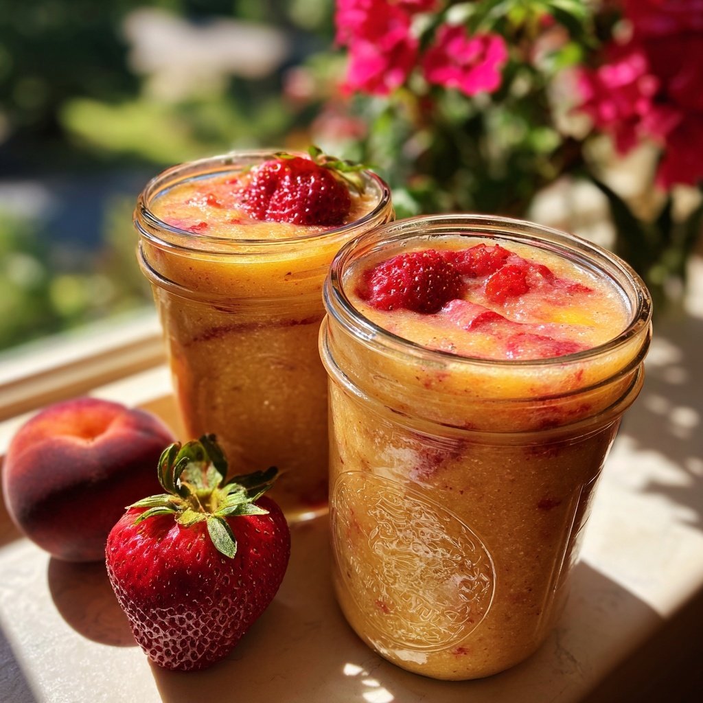 Strawberry Peach Breakfast Smoothie