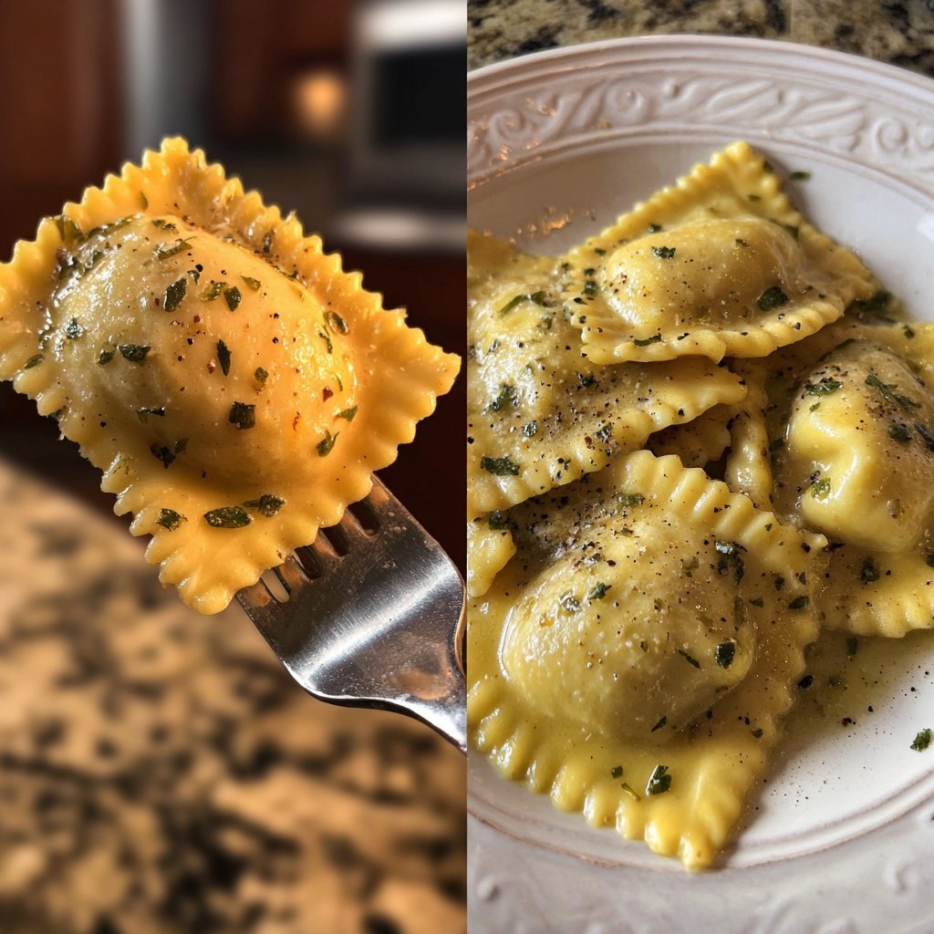 Pink Beet Ravioli in Butter Sage Sauce
